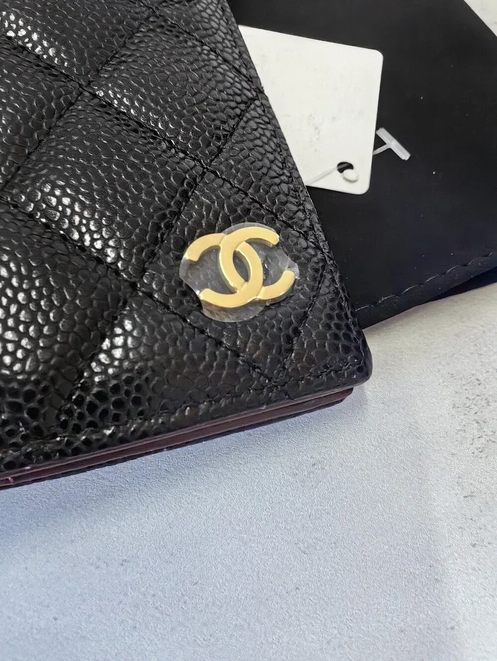 Chanel Caviar Quilted Passport Cover Wallet Black